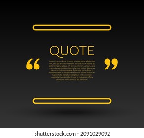 Quote speech bubble. Empty frame for messages, citation. Pattern frames for information message. Quote form motivation inspiration Vector text in brackets. Lines frame