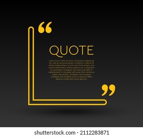 Quote speech bubble. Empty frame for messages, citation. Pattern frames for information message. Quote form motivation inspiration Vector text in brackets. Lines frame