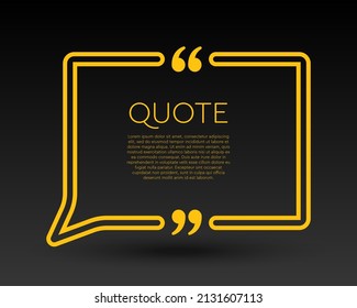Quote speech bubble. Empty frame for messages, citation. Pattern frames for information message. Quote form motivation inspiration Vector text in brackets. Lines frame