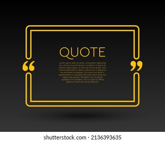 Quote speech bubble. Empty frame for messages, citation. Pattern frames for information message. Quote form motivation inspiration Vector text in brackets. Rectangle frame