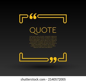 Quote speech bubble. Empty frame for messages, citation. Pattern frames for information message. Quote form motivation inspiration Vector text in brackets. Square frame