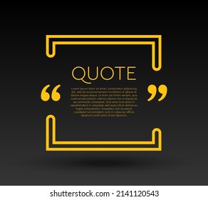 Burbuja del discurso de citas. Marco vacío para mensajes, citas. Marcos de patrón para mensaje de información. Cita la motivación de la inspiración Vector texto entre corchetes. Marco cuadrado