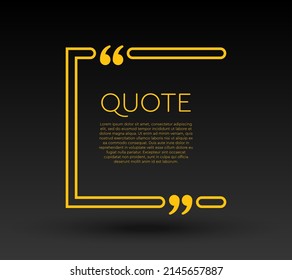 Quote speech bubble. Empty frame for messages, citation. Pattern frames for information message. Quote form motivation inspiration Vector text in brackets. Square frame