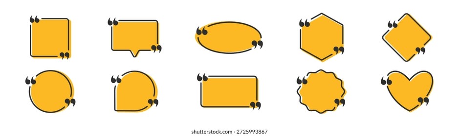 Conjunto de iconos de burbuja de cita y discurso. Marcos de Vector, Anuncios y cuadros de texto para mensajes, comentarios y chat, aislados en un fondo transparente.
