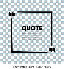 Quote speech bubble template. Quotes form, speech box isolated on transparent background. Vector illustration.