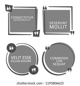 Quote speech bubble template set. Quotes form and speech box isolated on white background. Vector illustration.