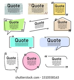 Quote speech bubble template set