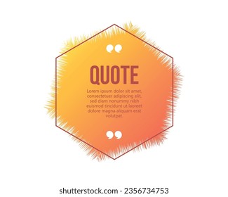 Quote speech bubble template set. Quotes form and text box isolated on yellow background. 