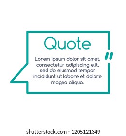 Quote speech bubble, template, text in brackets, citation frame, quote box. vector illustration.