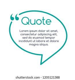 Quote speech bubble, template, text in brackets, citation frame, quote box. vector illustration.