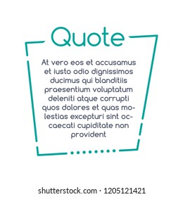Quote speech bubble, template, text in brackets, citation frame, quote box. vector illustration.