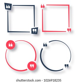 Quote speech bubble and text box set. Quotes form with mesh shadow isolated on white background. Vector illustration.