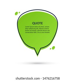 Quote speech bubble, text box, message balloon, colorful sticker isolated on white background. Vector illustration