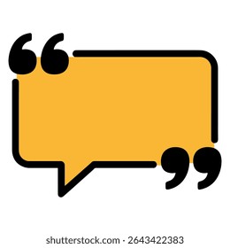 Quote Speech Bubble Vector – Yellow Quotation Box Design for Text and Review