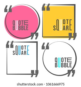 Quote square and speech bubble template set. Vector illustration.