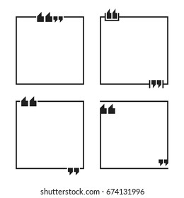 Quote square template. Quotes form and speech box isolated on white background. Vector illustration.