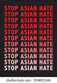 quote: Stop asian hate. Vector. Red and black color. 