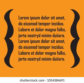 Quote symbol. Bracket icon on orange background. Vector illustration.
