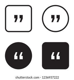 Quote symbol icon set. Quotation paragraph mark. Sign of double comma