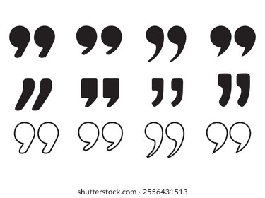 Quote symbol. Simple quotes collection. Quote sign icon. Quotation marks black isolated vector illustration EPS 10