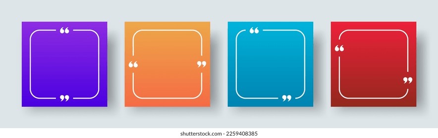 Quote Template Set. Blank Quote Frames Vector 