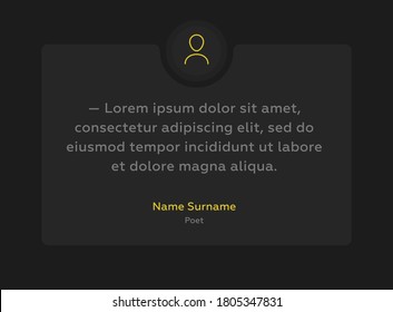 quote template with the text phrase. UI, UX, web element