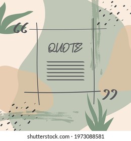 Quote text with abstract background. Earth tone with nature illustration.