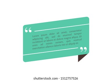 Quote text box, bubble for comment, mark design. Quotation banner template in flat modern style. Vector illustration background.