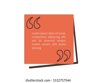 Quote text box, bubble for comment, mark design. Quotation banner template in flat modern style. Vector illustration background.