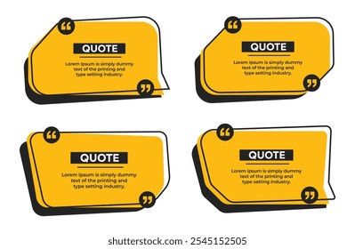 Quote text box frame outline banner minimal style with quotation marks vector set