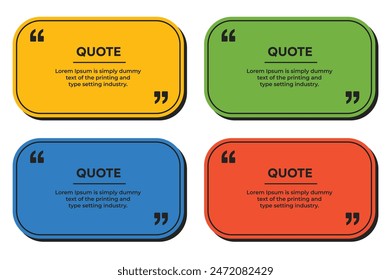 Quote text box with quote mark round frame in different colors template set