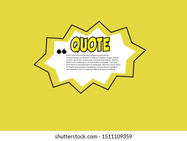 Quote text bubble. Commas, note, message and comment design element.