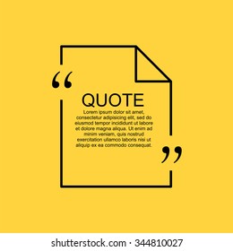 Quote text bubble. Commas, note, message and comment. Design element similar to quote. Text, commas, quote and note. Motivation and inspiration.Quote citation. Quote blank template.