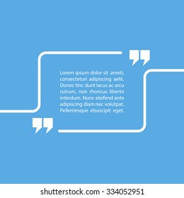 Quote text bubble on blue background. Vector illustration.