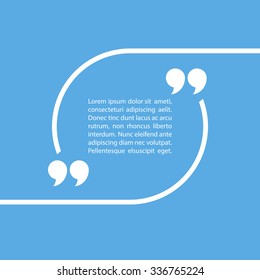 Quote text bubble on blue background. Vector illustration.