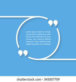 Quote text bubble on blue background. Vector illustration.