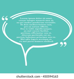 Quote text bubble on blue background. Vector illustration.