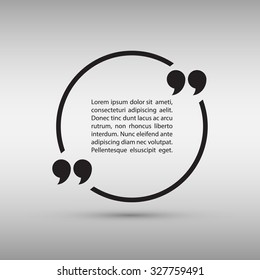 Quote text bubble on gray background. Vector illustration.