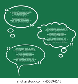 Quote text bubble on green background. Vector illustration.