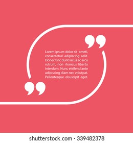 Quote text bubble on red background. Vector illustration.