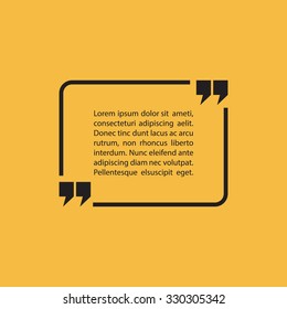 Quote text bubble on yellow background. Vector illustration.