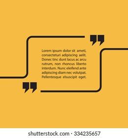 Quote text bubble on yellow background. Vector illustration.