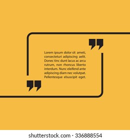 Quote text bubble on yellow background. Vector illustration.