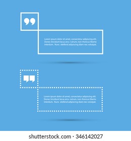 Quote text bubbles on blue background. Vector illustration.