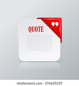 Quote text card with corner ribbon, vector illustration isolated on grey background