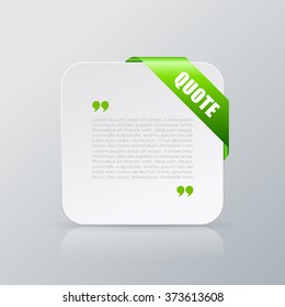 Quote text card with ribbon isolated on grey background, abstract design element