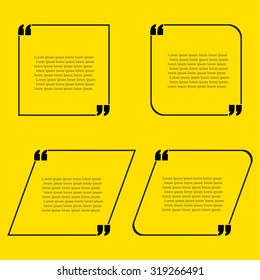 Quote text template on a yellow  background different variation