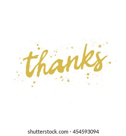 Quote Thanks. The trend calligraphy. Vector illustration on white background. Excellent gift card. Elements for design.