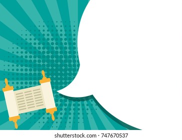 Quote From The Torah, The Place Is Empty For The Text. Holy Scripture Book. Jewish Vector Illustration In Background. Web Banner Template.