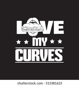 Quote typographical background about fat and fatty with hand drawn illustration of realistic  open mouth with sandwich. Vector template for card banner poster print for t-shirt.